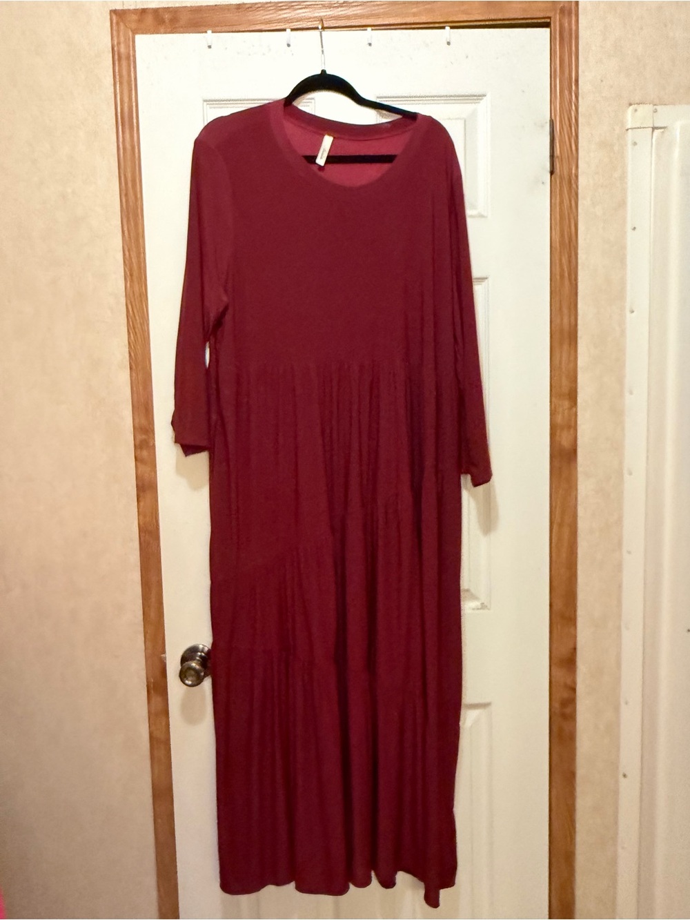 Long Sleeve Maxi Dress in Burgundy